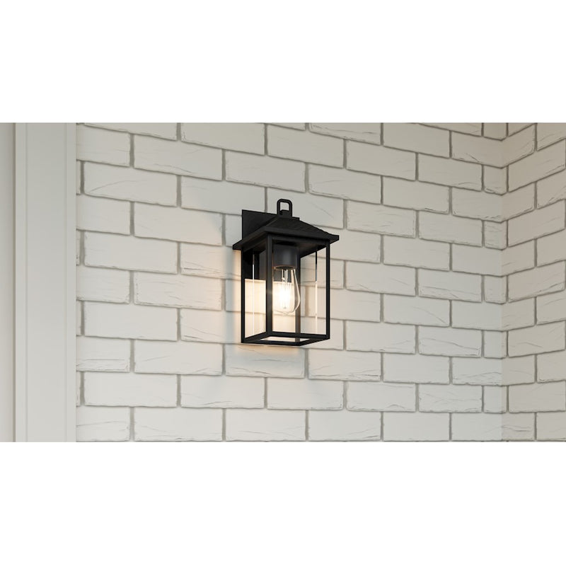 Quoizel Fletcher 1 Light Outdoor Lantern, Earth Black/Clear