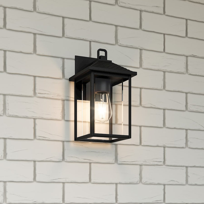 Quoizel Fletcher 1 Light Outdoor Lantern, Earth Black/Clear