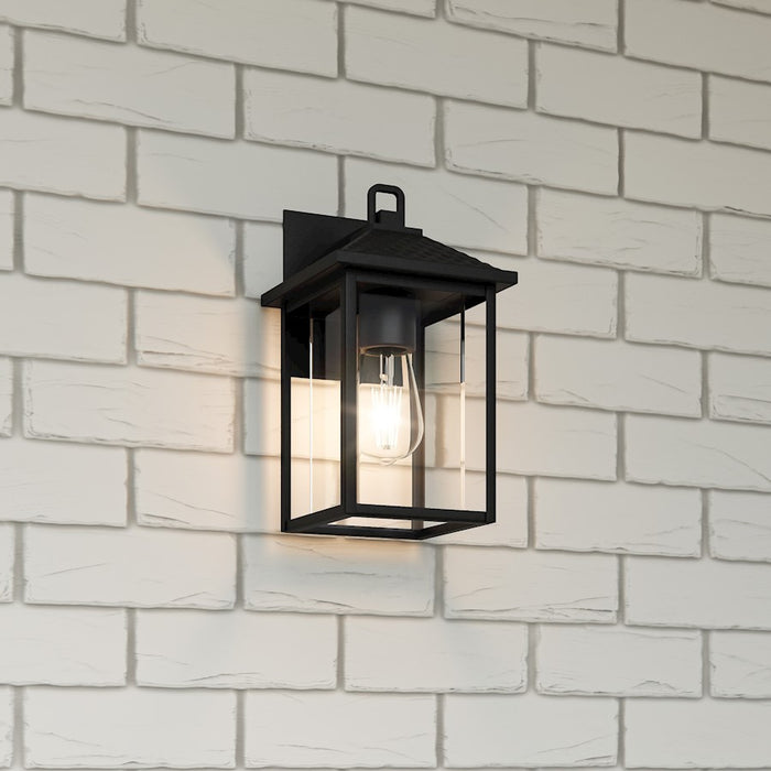 Quoizel Fletcher 1 Light Outdoor Lantern, Earth Black/Clear