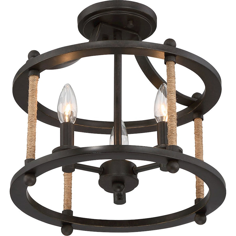 Quoizel Frontier 3 Light Semi-Flush Mount in Imperial Bronze
