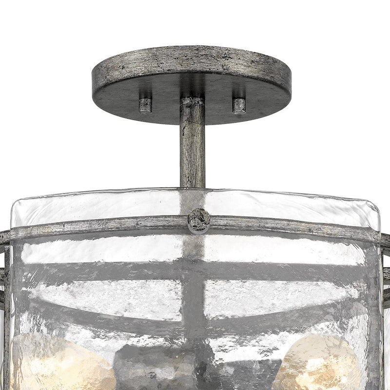 Quoizel Fortress 3 Light Semi-Flush Mount, Mottled Silver