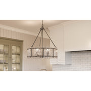 Quoizel Fortress 20in 5-Light Pendant | Transitional Mottled Silver Steel and Clear Textured Glass | Kitchen Island & Dining Room | Model FTS2821MM