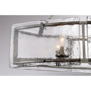 Quoizel Fortress 39in 6-Light Island Chandelier | Transitional Mottled Silver and Clear Textured Glass | Kitchen Island & Dining | Model FTS638MM