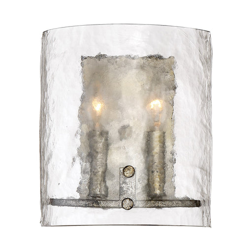 Quoizel Fortress 10in 2-Light Wall Sconce | Transitional Mottled Silver and Clear Textured Glass | Bedroom & Hallway Accent Light | Model FTS8802MM