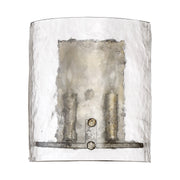 Quoizel Fortress 10in 2-Light Wall Sconce | Transitional Mottled Silver and Clear Textured Glass | Bedroom & Hallway Accent Light | Model FTS8802MM