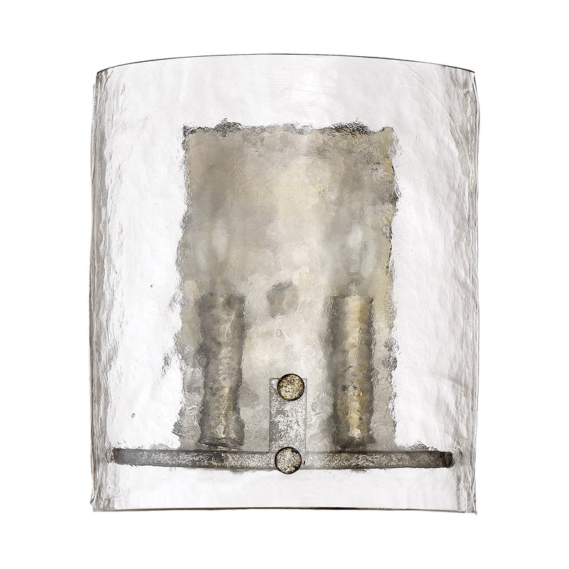 Quoizel Fortress 10in 2-Light Wall Sconce | Transitional Mottled Silver and Clear Textured Glass | Bedroom & Hallway Accent Light | Model FTS8802MM