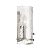 Quoizel Fortress 10in 2-Light Wall Sconce | Transitional Mottled Silver and Clear Textured Glass | Bedroom & Hallway Accent Light | Model FTS8802MM