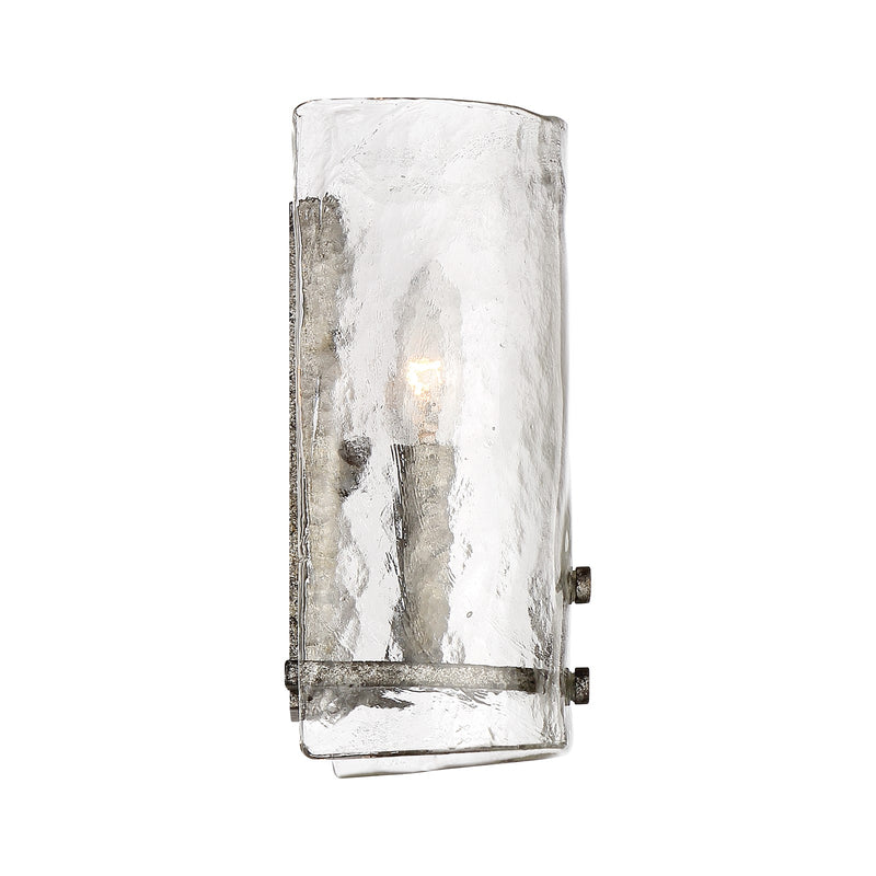 Quoizel Fortress 10in 2-Light Wall Sconce | Transitional Mottled Silver and Clear Textured Glass | Bedroom & Hallway Accent Light | Model FTS8802MM