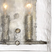 Quoizel Fortress 10in 2-Light Wall Sconce | Transitional Mottled Silver and Clear Textured Glass | Bedroom & Hallway Accent Light | Model FTS8802MM