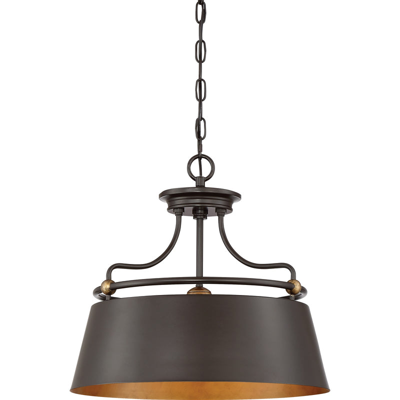 Quoizel Fairview 18in 3-Light Pendant | Transitional Western Bronze and Metal Drum | Kitchen Island & Dining Room | Model FV2818WT