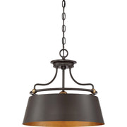 Quoizel Fairview 18in 3-Light Pendant | Transitional Western Bronze and Metal Drum | Kitchen Island & Dining Room | Model FV2818WT