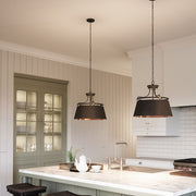 Quoizel Fairview 18in 3-Light Pendant | Transitional Western Bronze and Metal Drum | Kitchen Island & Dining Room | Model FV2818WT