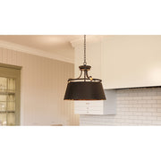 Quoizel Fairview 18in 3-Light Pendant | Transitional Western Bronze and Metal Drum | Kitchen Island & Dining Room | Model FV2818WT