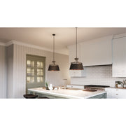 Quoizel Fairview 18in 3-Light Pendant | Transitional Western Bronze and Metal Drum | Kitchen Island & Dining Room | Model FV2818WT