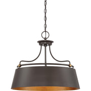 Quoizel Fairview 24in 4-Light Pendant | Transitional Western Bronze and Metal Drum | Kitchen Island & Dining Room | Model FV2824WT
