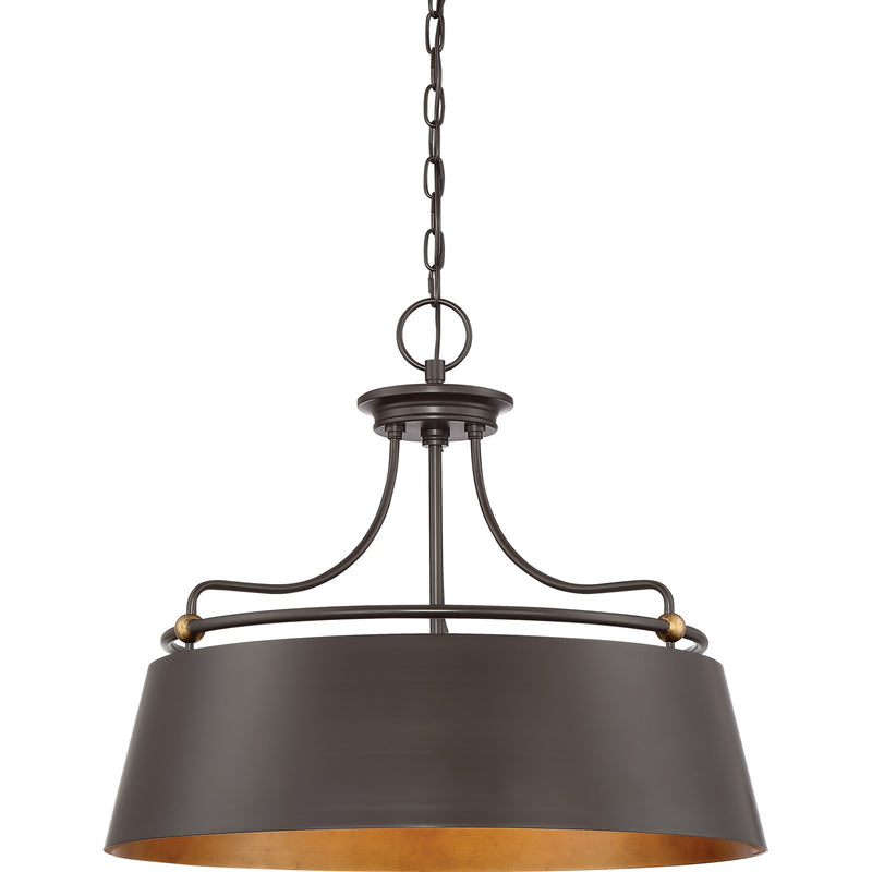 Quoizel Fairview 24in 4-Light Pendant | Transitional Western Bronze and Metal Drum | Kitchen Island & Dining Room | Model FV2824WT