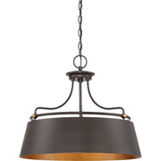Quoizel Fairview 24in 4-Light Pendant | Transitional Western Bronze and Metal Drum | Kitchen Island & Dining Room | Model FV2824WT
