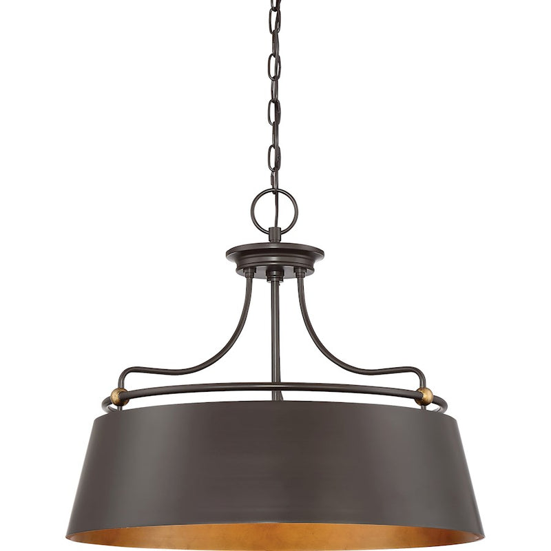 Quoizel Fairview 24in 4-Light Pendant | Transitional Western Bronze and Metal Drum | Kitchen Island & Dining Room | Model FV2824WT