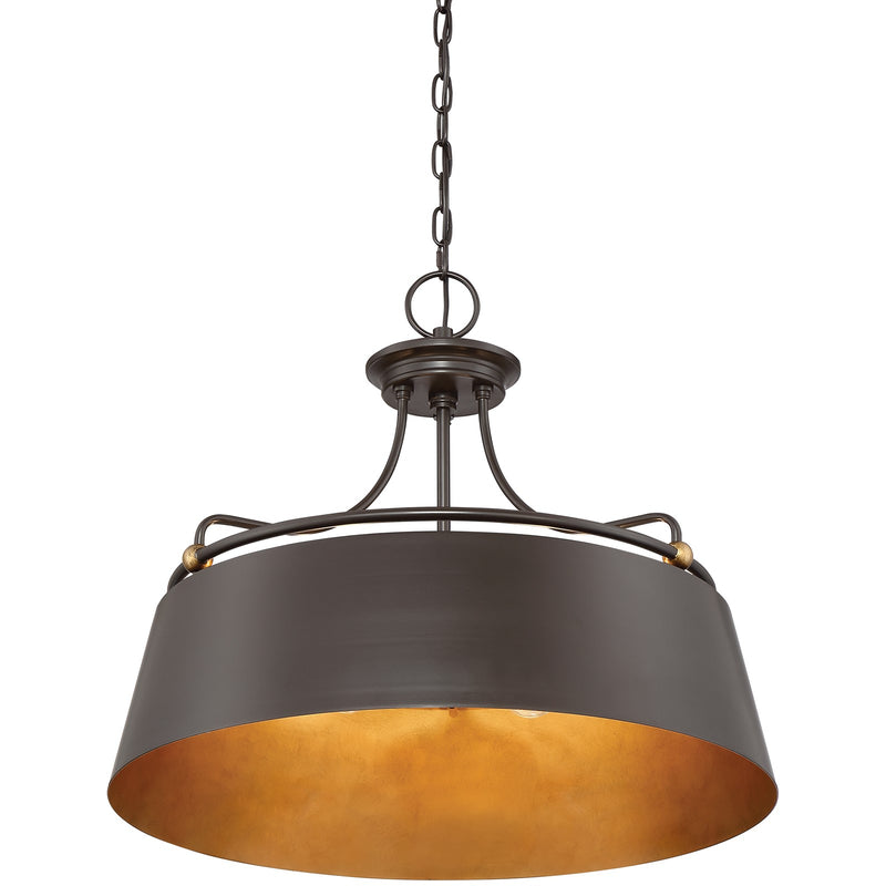 Quoizel Fairview 24in 4-Light Pendant | Transitional Western Bronze and Metal Drum | Kitchen Island & Dining Room | Model FV2824WT