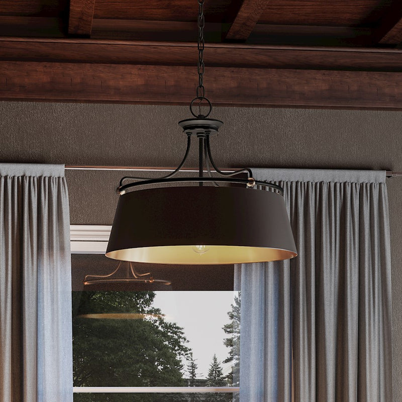 Quoizel Fairview 24in 4-Light Pendant | Transitional Western Bronze and Metal Drum | Kitchen Island & Dining Room | Model FV2824WT