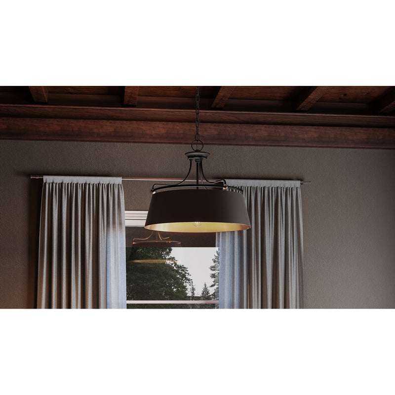 Quoizel Fairview 24in 4-Light Pendant | Transitional Western Bronze and Metal Drum | Kitchen Island & Dining Room | Model FV2824WT