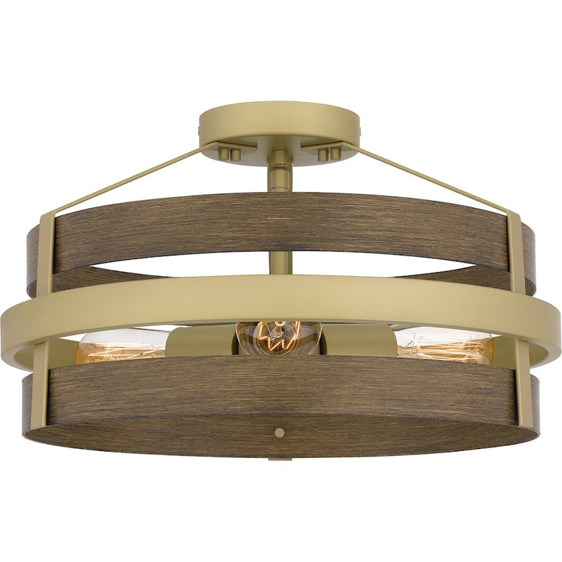 Quoizel Gadsen 3 Light Semi-Flush Mount, Champagne Gold