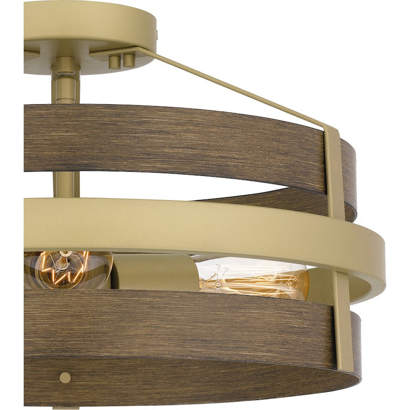 Quoizel Gadsen 3 Light Semi-Flush Mount, Champagne Gold