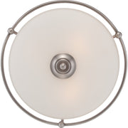 Quoizel Griffin 17in 3-Light Flush Mount | Soft Modern Antique Nickel and White Etched Glass | Hallway & Bedroom | 17 x 17 x 8 in | Model GF1617AN