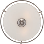 Quoizel Griffin 17in 3-Light Flush Mount | Soft Modern Antique Nickel and White Etched Glass | Hallway & Bedroom | 17 x 17 x 8 in | Model GF1617AN