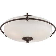 Quoizel Griffin 17in 3-Light Flush Mount | Soft Modern Palladian Bronze and White Etched Glass | Hallway & Bedroom | 17 x 17 x 8 in | Model GF1617PN