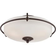 Quoizel Griffin 17in 3-Light Flush Mount | Soft Modern Palladian Bronze and White Etched Glass | Hallway & Bedroom | 17 x 17 x 8 in | Model GF1617PN