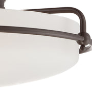 Quoizel Griffin 17in 3-Light Flush Mount | Soft Modern Palladian Bronze and White Etched Glass | Hallway & Bedroom | 17 x 17 x 8 in | Model GF1617PN
