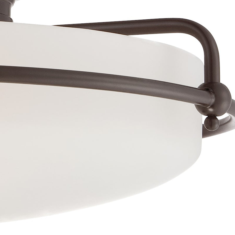 Quoizel Griffin 17in 3-Light Flush Mount | Soft Modern Palladian Bronze and White Etched Glass | Hallway & Bedroom | 17 x 17 x 8 in | Model GF1617PN