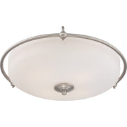 Quoizel Griffin 21in 4-Light Flush Mount | Soft Modern Antique Nickel and White Etched Glass | Foyer & Living Room | 21 x 21 x 8.5 in | Model GF1621AN