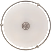Quoizel Griffin 21in 4-Light Flush Mount | Soft Modern Antique Nickel and White Etched Glass | Foyer & Living Room | 21 x 21 x 8.5 in | Model GF1621AN
