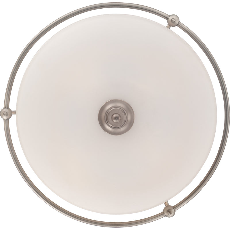 Quoizel Griffin 21in 4-Light Flush Mount | Soft Modern Antique Nickel and White Etched Glass | Foyer & Living Room | 21 x 21 x 8.5 in | Model GF1621AN