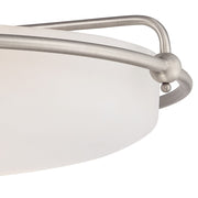 Quoizel Griffin 21in 4-Light Flush Mount | Soft Modern Antique Nickel and White Etched Glass | Foyer & Living Room | 21 x 21 x 8.5 in | Model GF1621AN