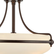 Quoizel Griffin 21in 4-Light Semi-Flush Mount | Soft Modern Palladian Bronze and White Etched Glass | Bedroom & Hallway | Model GF1721PN