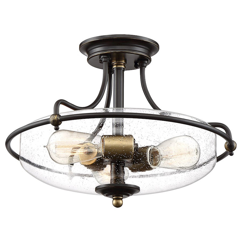 Quoizel Griffin 3 Light Semi-Flush Mount, Palladian Bronze