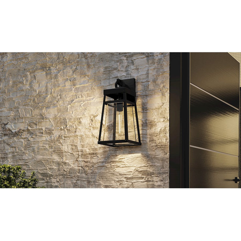 Quoizel Godfrey 1 Light Outdoor Lantern, Matte Black/Clear Rain