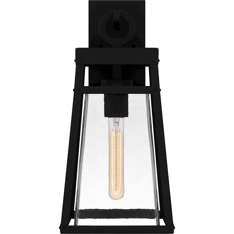 Quoizel Godfrey 1 Light Outdoor Lantern, Matte Black/Clear Rain