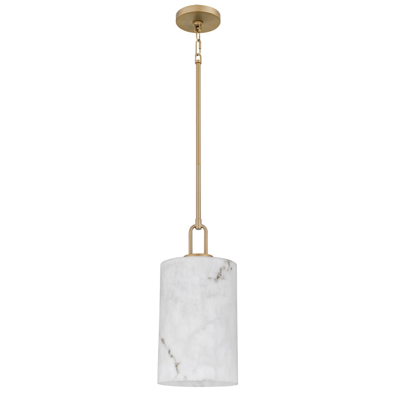 Quoizel Gianna 8in 1-Light Mini Pendant | Contemporary Bronze Gold and Faux Alabaster Resin | Kitchen Island & Dining Room | Model GIA1508BGD