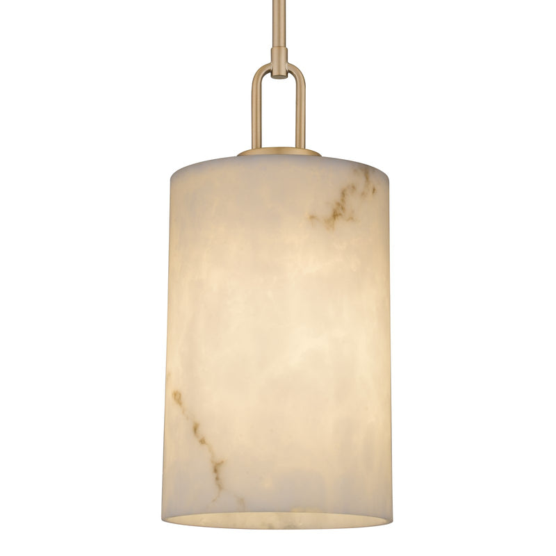 Quoizel Gianna 8in 1-Light Mini Pendant | Contemporary Bronze Gold and Faux Alabaster Resin | Kitchen Island & Dining Room | Model GIA1508BGD
