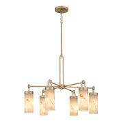 Quoizel Gianna 26in 6-Light Chandelier | Contemporary Bronze Gold and Faux Alabaster Resin | Dining Room & Foyer | Model GIA5026BGD