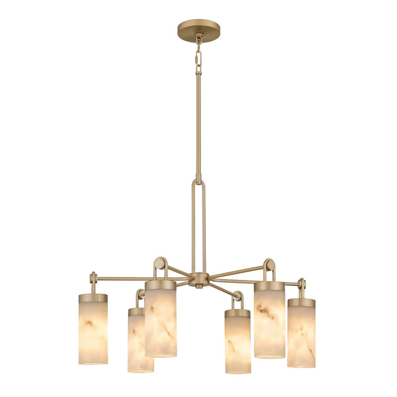 Quoizel Gianna 26in 6-Light Chandelier | Contemporary Bronze Gold and Faux Alabaster Resin | Dining Room & Foyer | Model GIA5026BGD