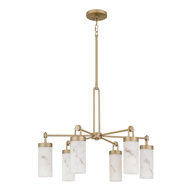 Quoizel Gianna 26in 6-Light Chandelier | Contemporary Bronze Gold and Faux Alabaster Resin | Dining Room & Foyer | Model GIA5026BGD