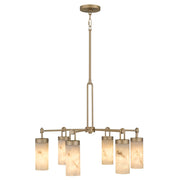 Quoizel Gianna 26in 6-Light Chandelier | Contemporary Bronze Gold and Faux Alabaster Resin | Dining Room & Foyer | Model GIA5026BGD