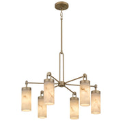 Quoizel Gianna 26in 6-Light Chandelier | Contemporary Bronze Gold and Faux Alabaster Resin | Dining Room & Foyer | Model GIA5026BGD