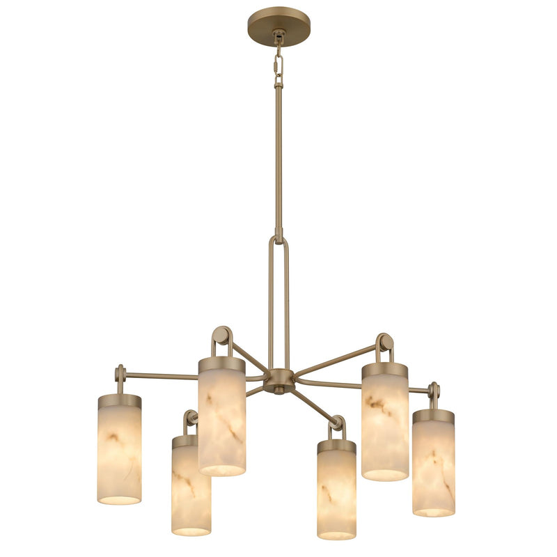 Quoizel Gianna 26in 6-Light Chandelier | Contemporary Bronze Gold and Faux Alabaster Resin | Dining Room & Foyer | Model GIA5026BGD