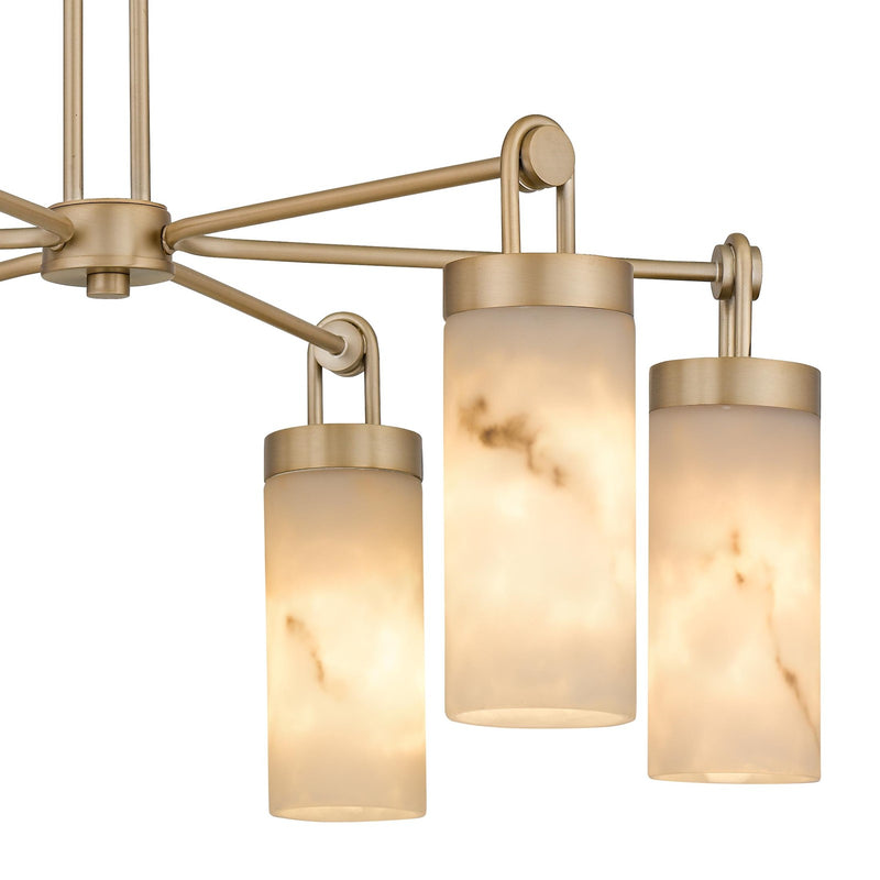 Quoizel Gianna 26in 6-Light Chandelier | Contemporary Bronze Gold and Faux Alabaster Resin | Dining Room & Foyer | Model GIA5026BGD